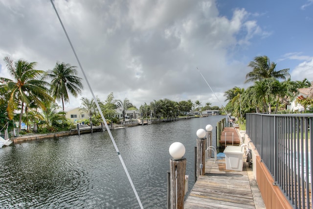 view of dock featuring a water view