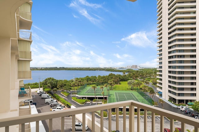 balcony with a water view