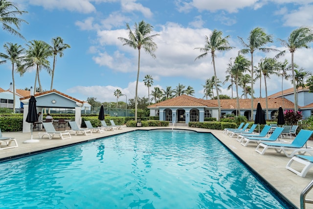 view of pool with a patio area