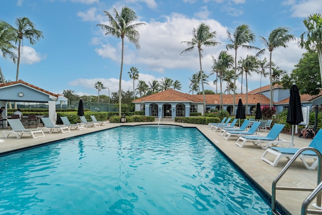 view of pool featuring a patio area