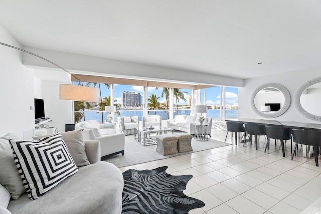 44 Cocoanut Row Unit 120B, Palm Beach, FL 33480 - tiled living room featuring a water view