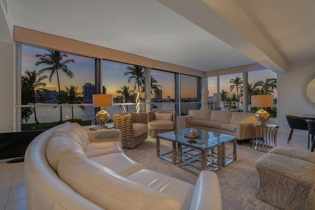 view of tiled living room