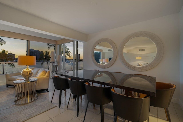 view of tiled dining area