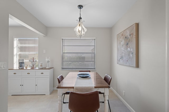 view of tiled dining space