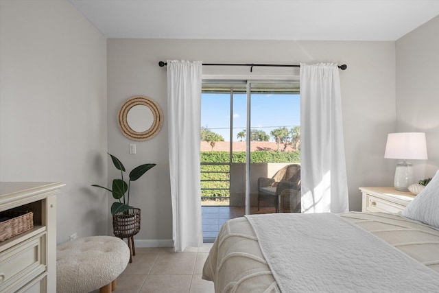 tiled bedroom with access to exterior