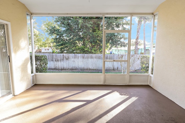 view of unfurnished sunroom