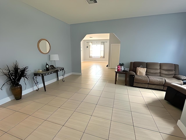 view of tiled living room