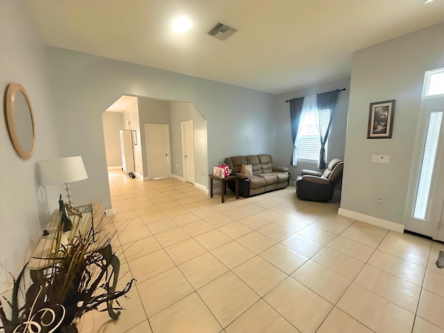 view of tiled living room