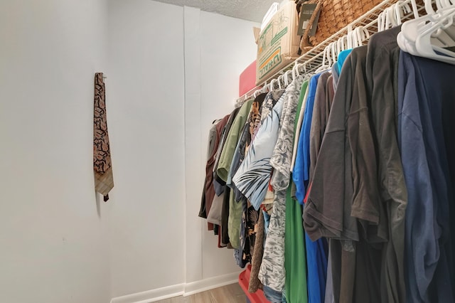 walk in closet with hardwood / wood-style floors