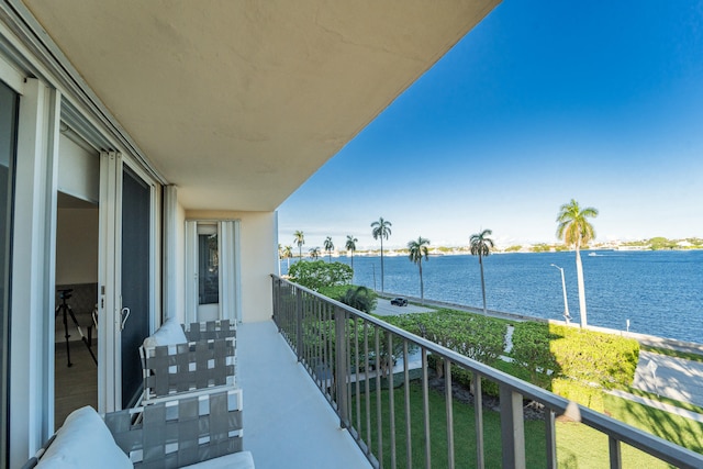 balcony with a water view