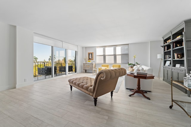 living room featuring light wood-type flooring