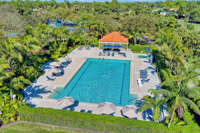 view of pool with a gazebo and a patio area