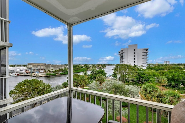 balcony with a water view