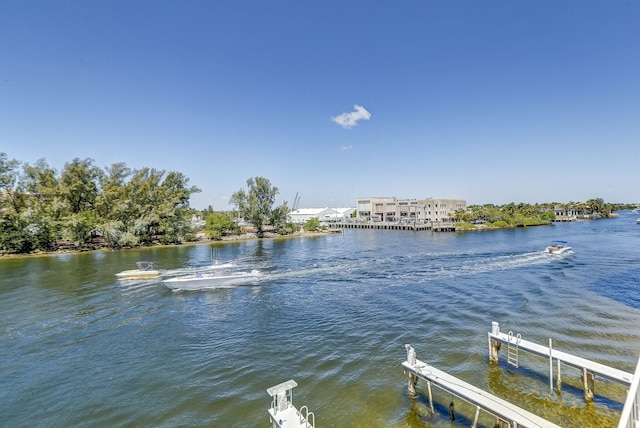 dock area featuring a water view