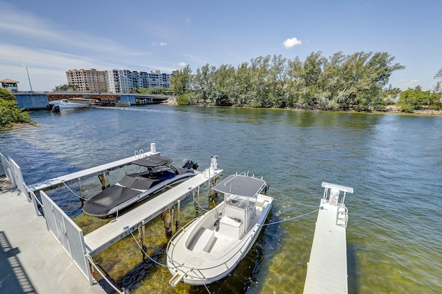 view of dock featuring a water view