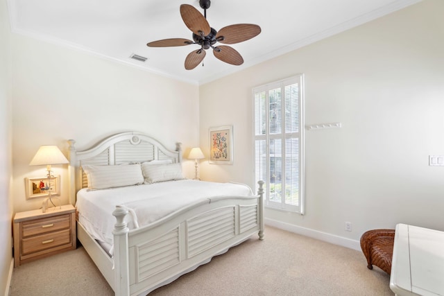 4 Country Rd, Village Of Golf, FL 33436 - bedroom featuring light colored carpet, ceiling fan, and crown molding