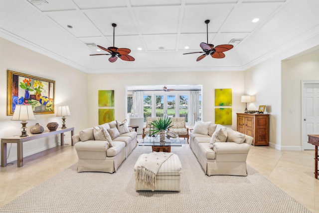4 Country Rd, Village Of Golf, FL 33436 - living room with light tile patterned floors and ornamental molding