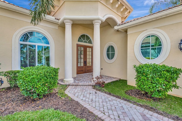 property entrance with french doors