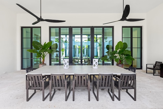 dining room featuring ceiling fan