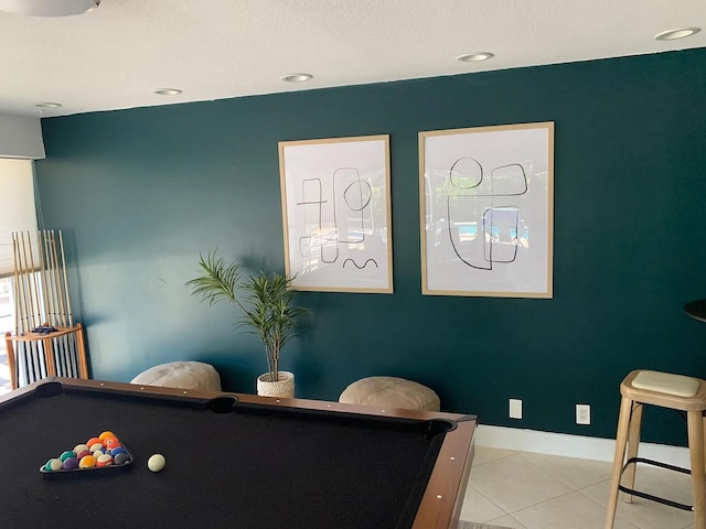 recreation room with billiards and light tile patterned floors