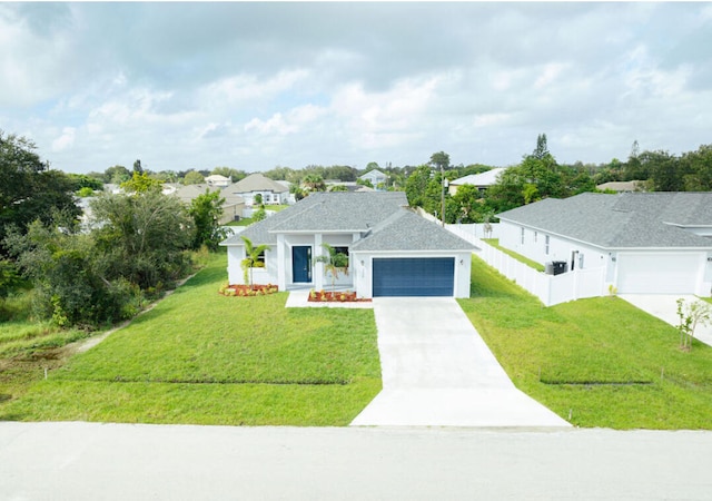 view of front of house featuring a garage and a front yard