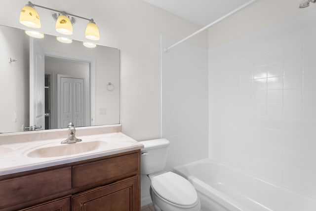 full bathroom with vanity, toilet, and shower / bath combination