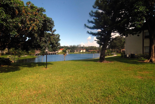 view of yard with a water view