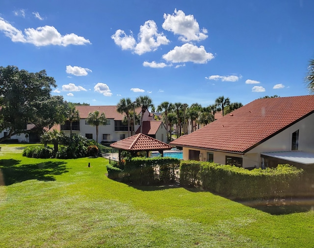 view of yard with a gazebo