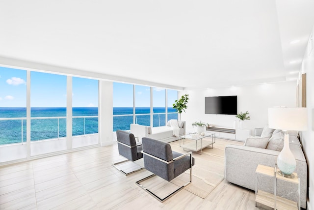 living room featuring floor to ceiling windows and plenty of natural light