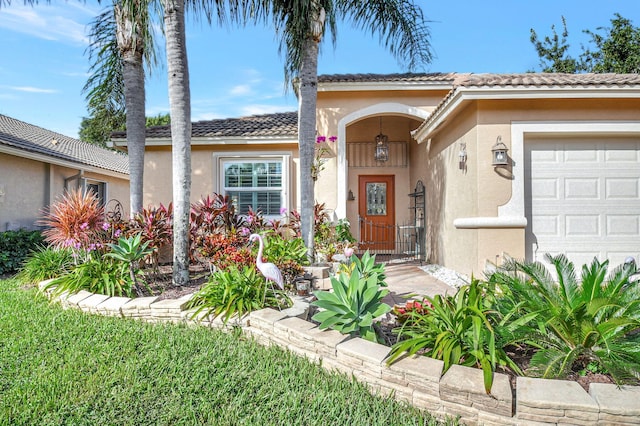 view of front of property with a garage