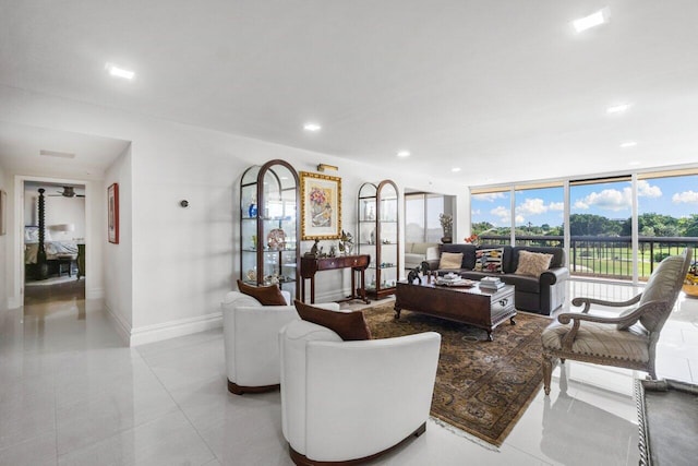 living room featuring expansive windows