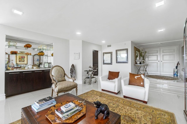 view of tiled living room