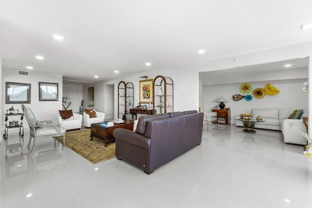 view of tiled living room