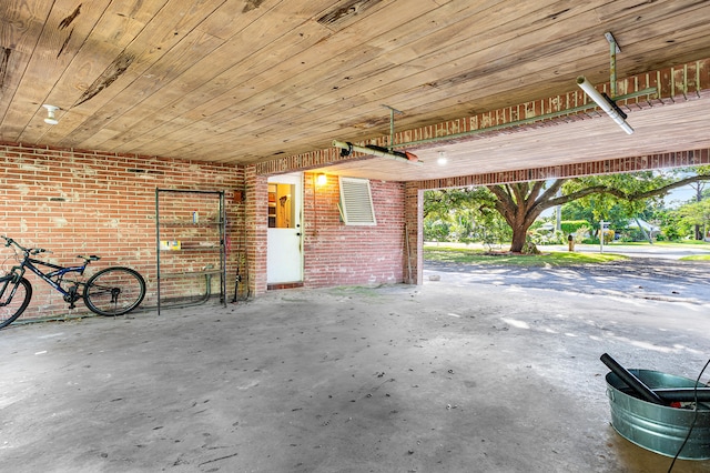 garage with wooden ceiling