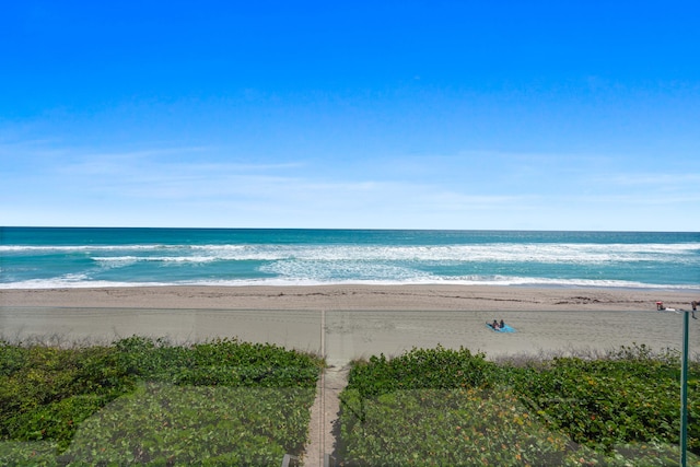 view of water feature with a view of the beach