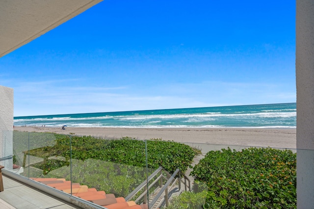 property view of water with a beach view