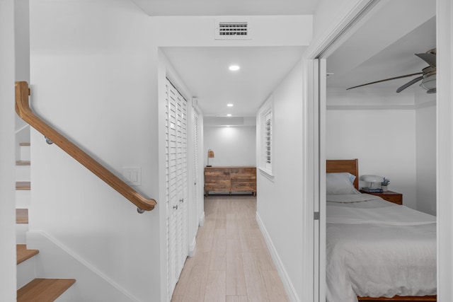 hallway featuring light wood-type flooring