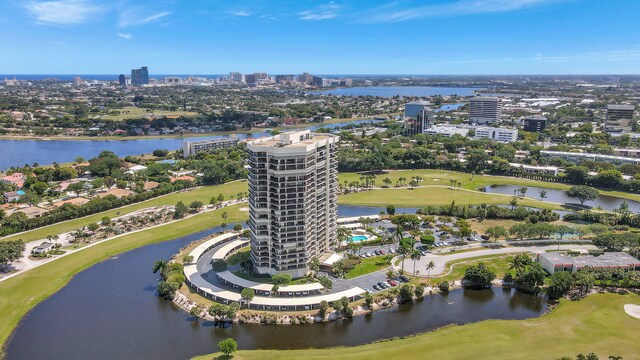 bird's eye view featuring a water view