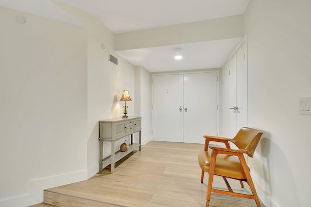 interior space with light hardwood / wood-style floors