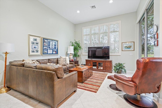 view of tiled living room