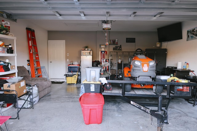 garage with a garage door opener