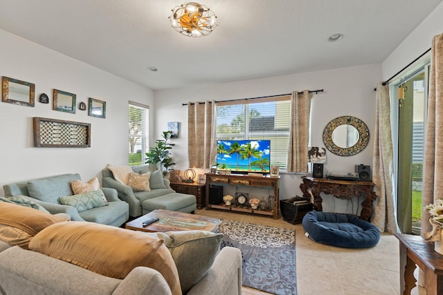 view of tiled living room