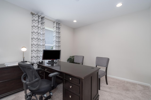 office space featuring light colored carpet