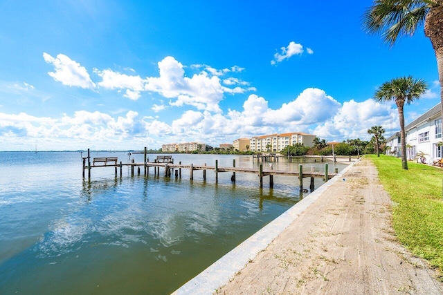 dock area featuring a water view