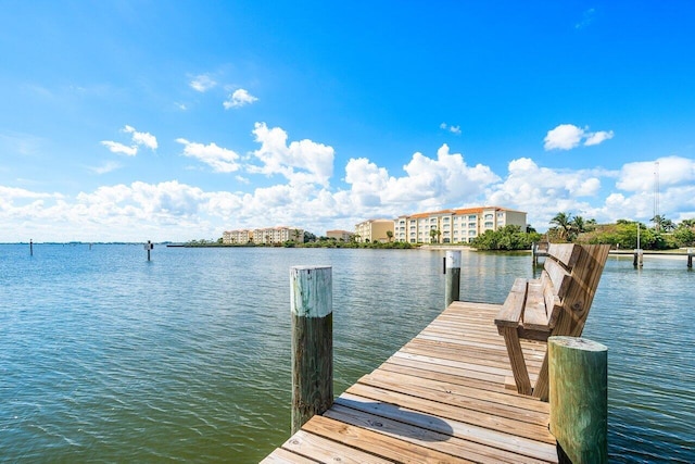 dock area featuring a water view