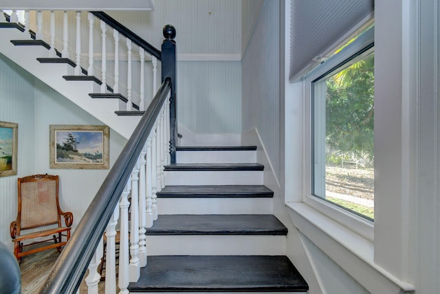 staircase with a wealth of natural light