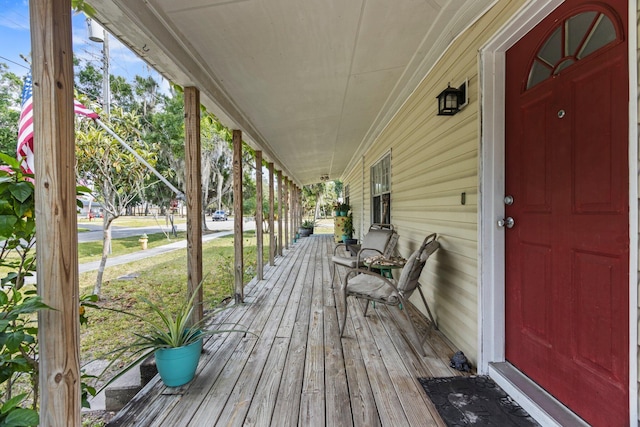 deck with a porch