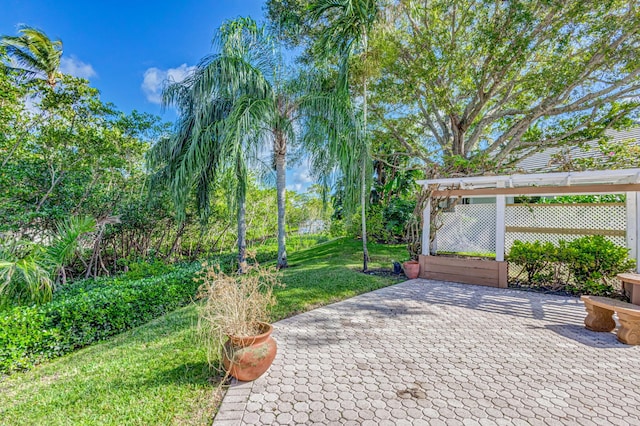 view of patio / terrace featuring a pergola