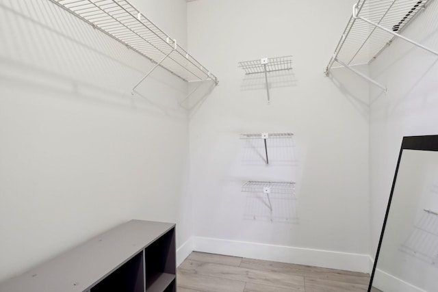 spacious closet featuring light hardwood / wood-style flooring