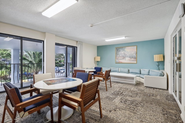 dining room featuring a textured ceiling